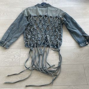 Stylish Blue Jean Jacket with Unique Back Design